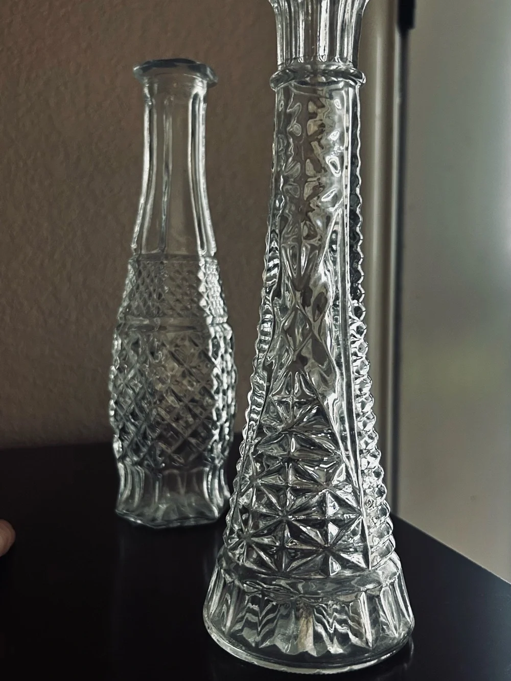 Anchor Hocking Clear Glass Diamond-Pattern Bud Vases (Set of 2)